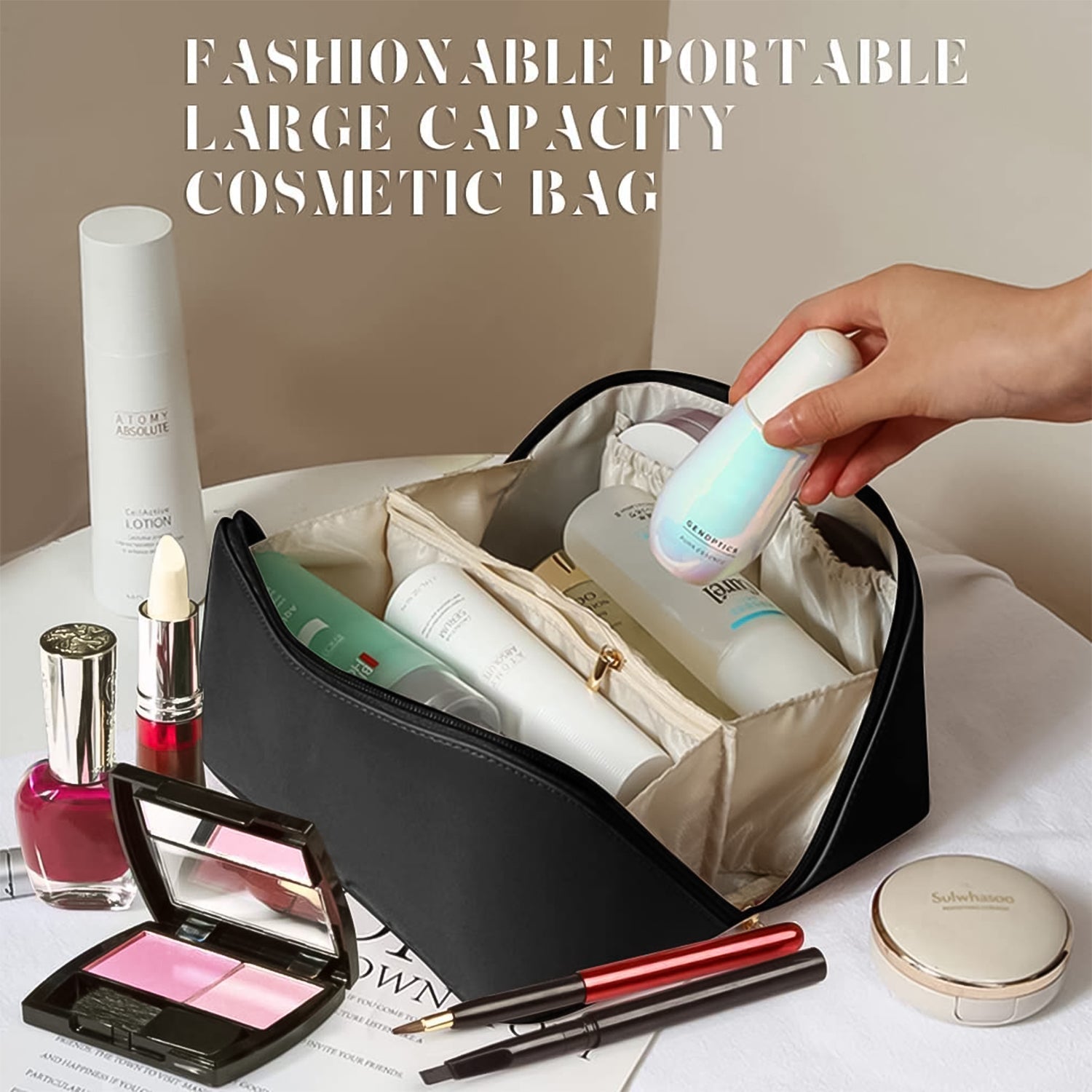 Premium Travel Makeup & Toiletry Organizer Pouch with Zipper & Handle (1 Pc / Mix Color) Premium Travel Makeup & Toiletry Organizer Pouch with Zipper & Handle (1 Pc / Mix Color)